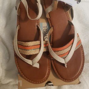 Toms Sandals Natural Woven Stripe Lexie 9.5 womens